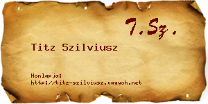 Titz Szilviusz névjegykártya